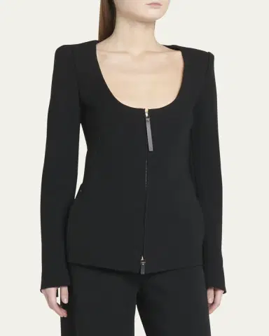 Giorgio Armani Double-Jersey Virgin Wool Zip Jacket | Thumbnail 4 Giorgio Armani Double-Jersey Virgin Wool Zip Jacket | Thumbnail 4