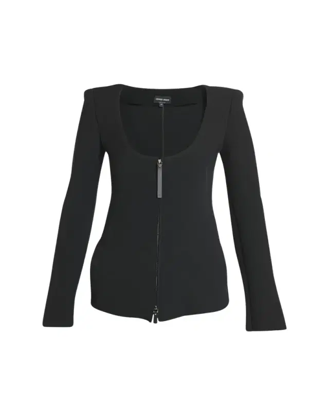 Giorgio Armani Double-Jersey Virgin Wool Zip Jacket