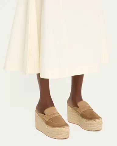 Gianvito Rossi Suede Penny Loafer Platform Espadrille Mules | Thumbnail 3