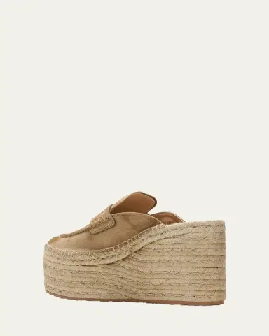 Gianvito Rossi Suede Penny Loafer Platform Espadrille Mules | Thumbnail 4