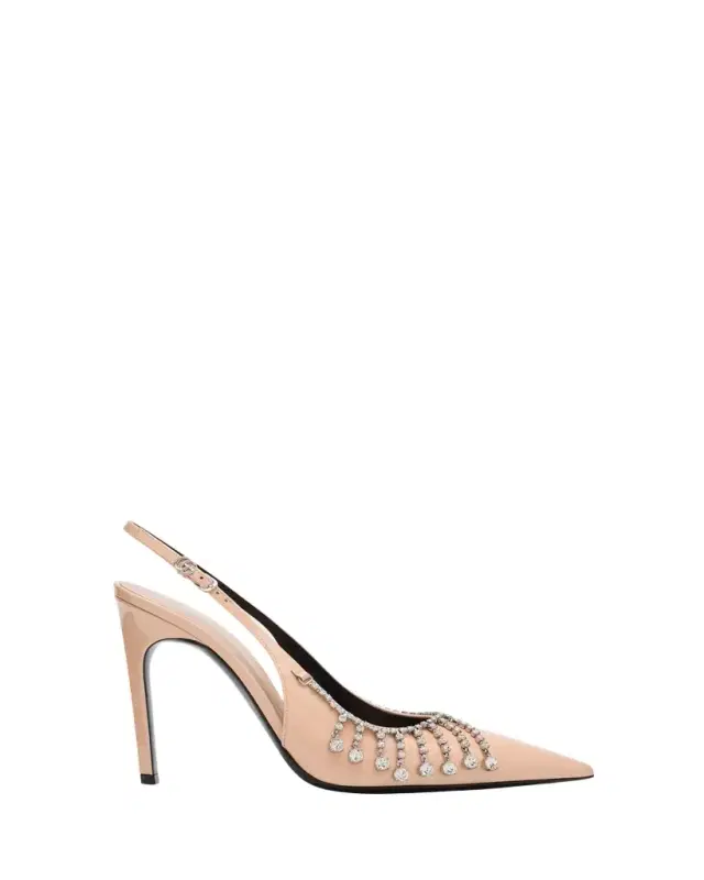 Gucci Guinevere Crystal Leather Slingback Stiletto Pumps