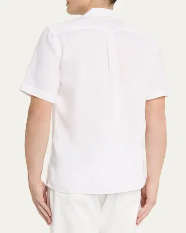 Vilebrequin Men's Garment-Dyed Linen Camp Shirt | Thumbnail 3
