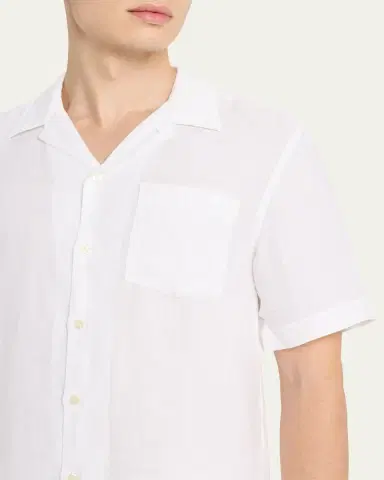 Vilebrequin Men's Garment-Dyed Linen Camp Shirt | Thumbnail 5