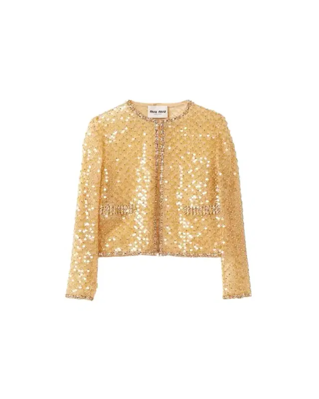 Sequined Crystal Cropped Jacket