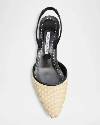 Manolo Blahnik Woven Slingback Ballerina Pumps | Thumbnail 3