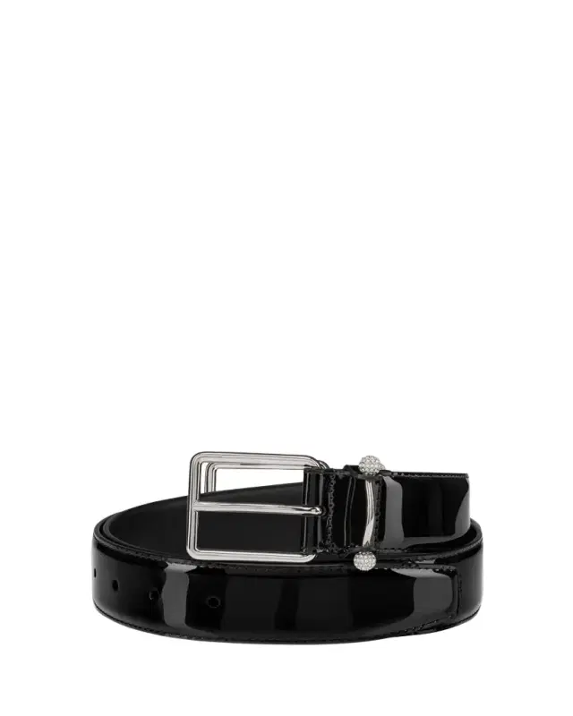 Christian Louboutin Men's Chambeliss Night Strass Patent Leather Belt