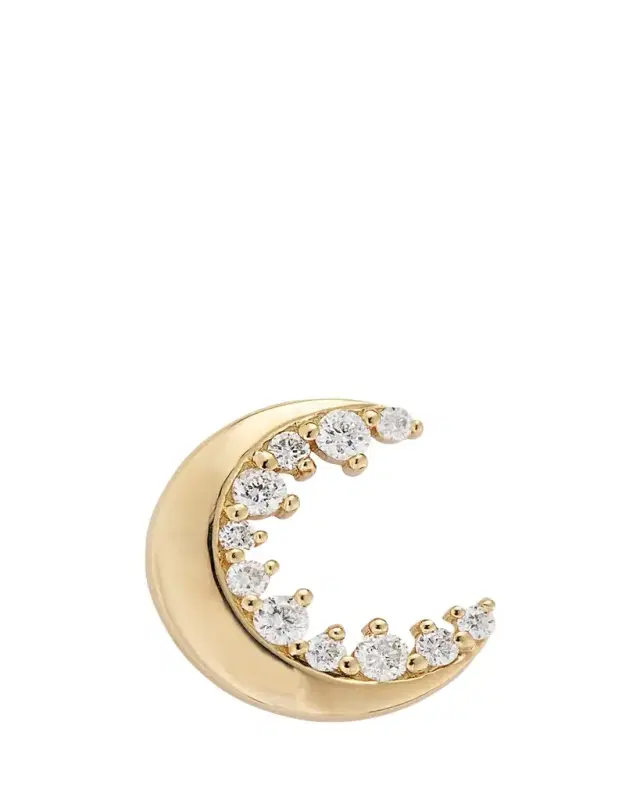 Sydney Evan 14k Gold Cocktail Crescent Moon Stud