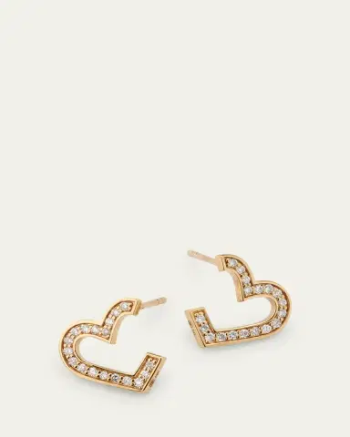 Sydney Evan 14K Yellow Gold Small Diamond Pave Heart Wrap Hoop Earrings | Thumbnail 3