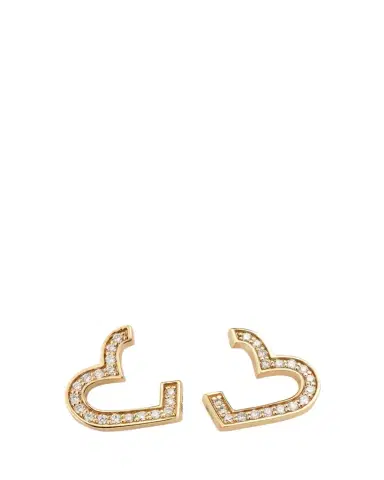 Sydney Evan 14K Yellow Gold Small Diamond Pave Heart Wrap Hoop Earrings | Thumbnail 1
