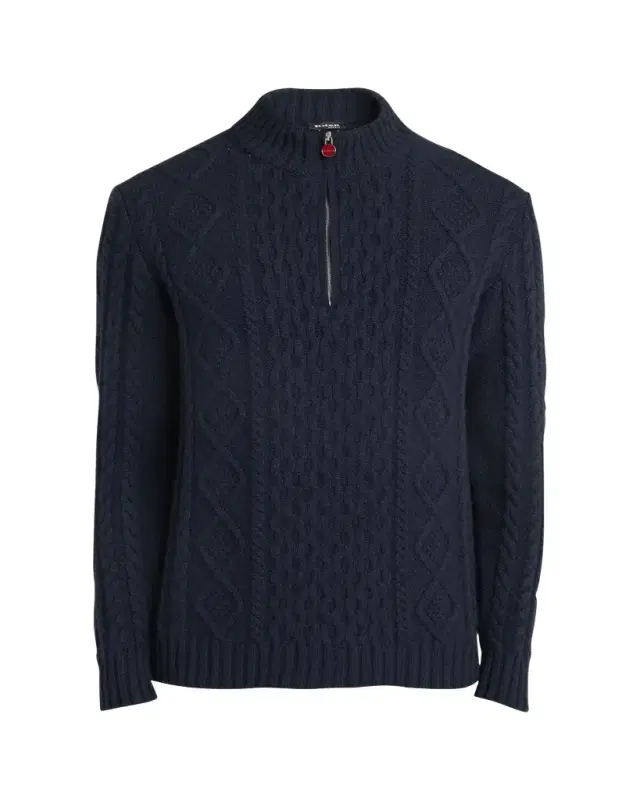 Men's Cashmere Cable Half-Zip Sweater