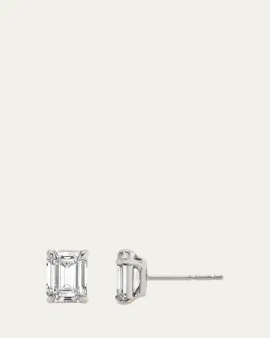 VRAI 14K White Gold Emerald Solitaire Lab Grown Diamond Stud Earrings, 1.00tcw | Thumbnail 2 VRAI 14K White Gold Emerald Solitaire Lab Grown Diamond Stud Earrings, 1.00tcw | Thumbnail 2