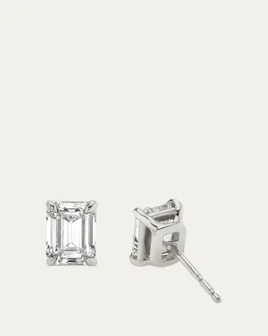 VRAI 14K White Gold Emerald Solitaire Lab Grown Diamond Stud Earrings, 1.00tcw | Thumbnail 3 VRAI 14K White Gold Emerald Solitaire Lab Grown Diamond Stud Earrings, 1.00tcw | Thumbnail 3