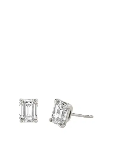 VRAI 14K White Gold Emerald Solitaire Lab Grown Diamond Stud Earrings, 1.00tcw | Thumbnail 1 VRAI 14K White Gold Emerald Solitaire Lab Grown Diamond Stud Earrings, 1.00tcw | Thumbnail 1