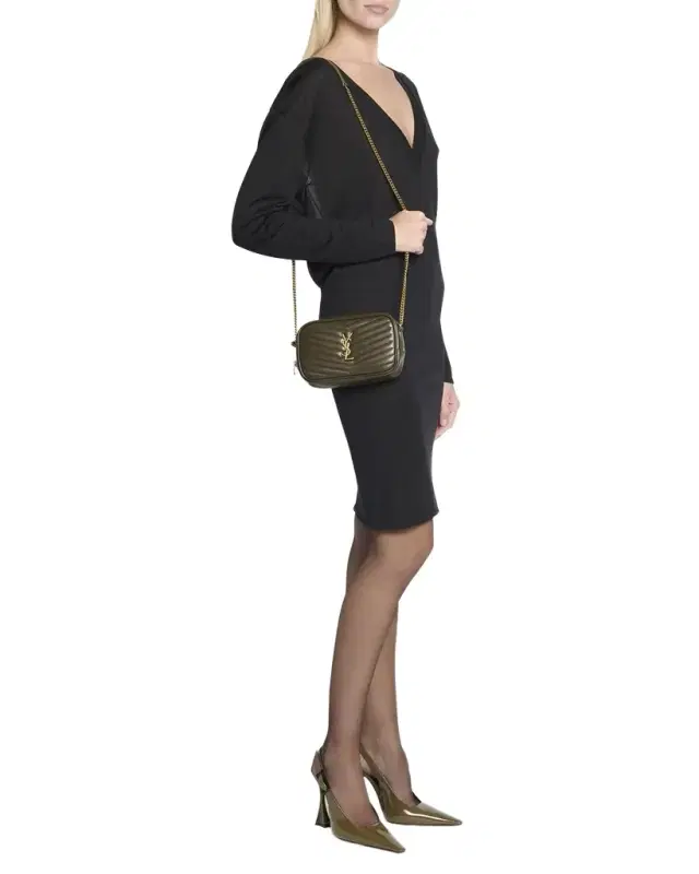 Lou Mini YSL Camera Bag in Smooth Quilted Leather