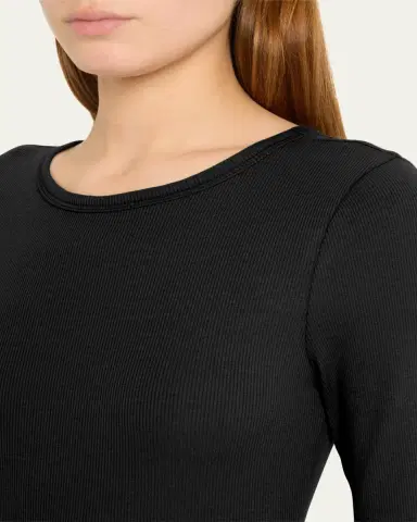 ÉTERNE Long-Sleeve Crewneck Rib-Knit Maxi Dress | Thumbnail 11