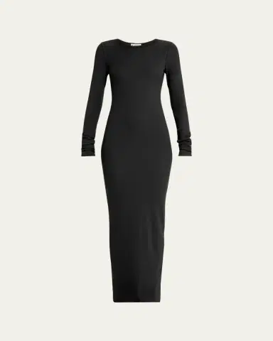 ÉTERNE Long-Sleeve Crewneck Rib-Knit Maxi Dress | Thumbnail 14