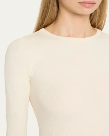 ÉTERNE Long-Sleeve Crewneck Rib-Knit Maxi Dress | Thumbnail 9