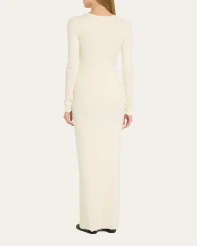 ÉTERNE Long-Sleeve Crewneck Rib-Knit Maxi Dress | Thumbnail 10