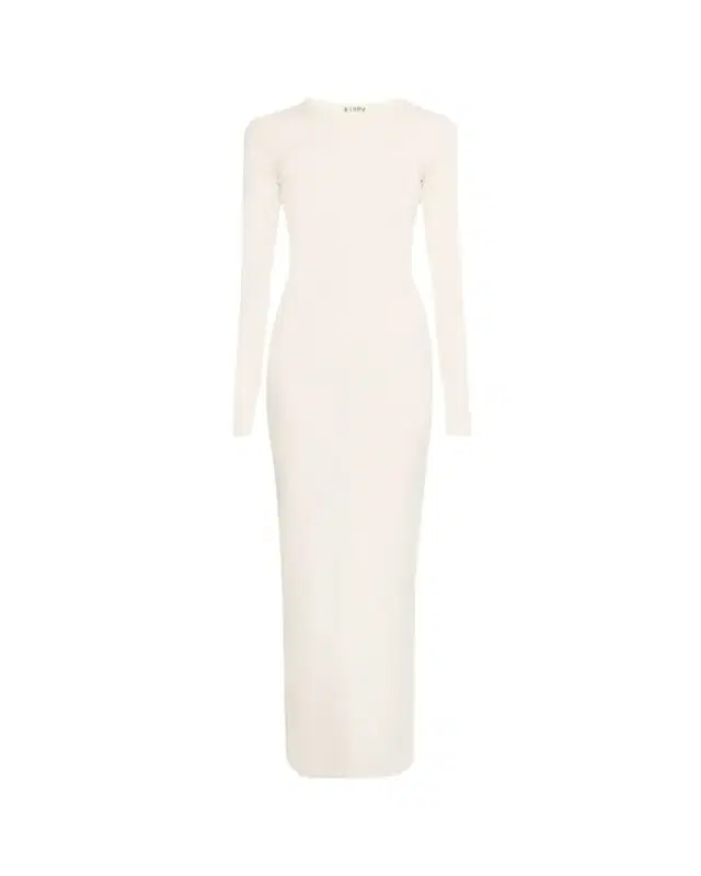 Long-Sleeve Crewneck Rib-Knit Maxi Dress
