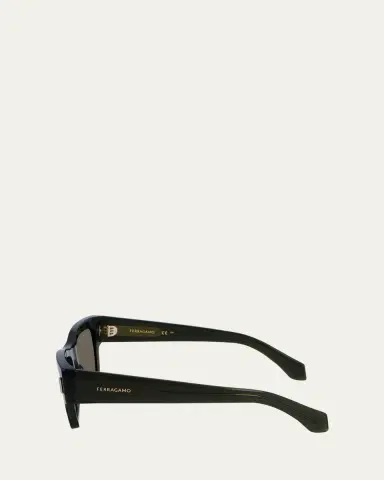 Ferragamo Men's Rivets Acetate Rectangle Sunglasses, 53mm | Thumbnail 4 Ferragamo Men's Rivets Acetate Rectangle Sunglasses, 53mm | Thumbnail 4