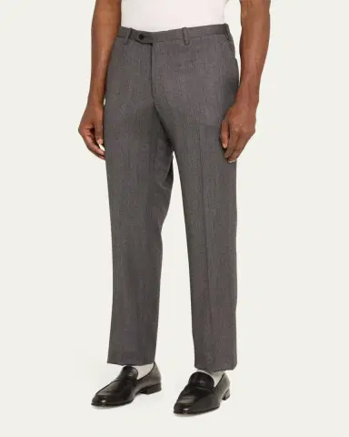 Kiton Men's Textured Grey Suit Trousers | Thumbnail 4 Kiton Men's Textured Grey Suit Trousers | Thumbnail 4
