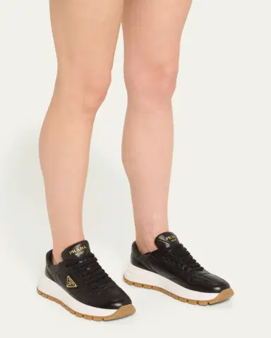 Prada Leather Logo Runner Sneakers | Thumbnail 2