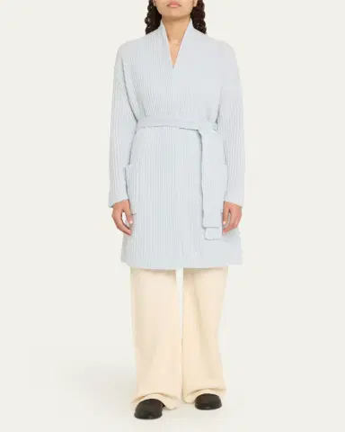 Arlotta Cashmere Ribbed Cashmere Short Robe | Thumbnail 2 Arlotta Cashmere Ribbed Cashmere Short Robe | Thumbnail 2