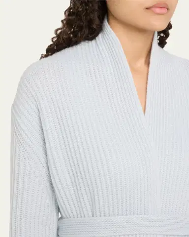 Arlotta Cashmere Ribbed Cashmere Short Robe | Thumbnail 4 Arlotta Cashmere Ribbed Cashmere Short Robe | Thumbnail 4