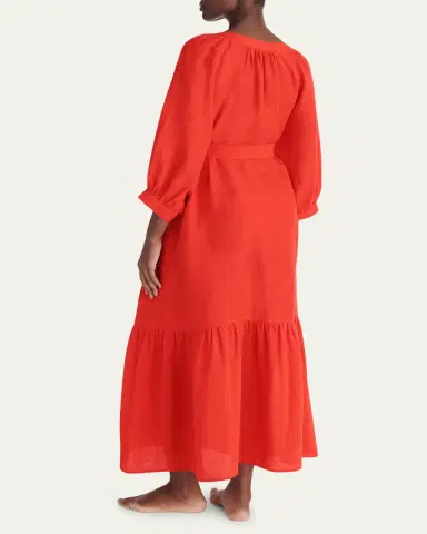 Eres Joie Maxi Linen Wrap Dress | Thumbnail 3 Eres Joie Maxi Linen Wrap Dress | Thumbnail 3