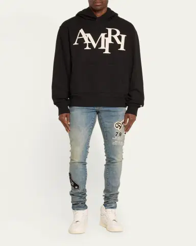 AMIRI Men's Staggered Logo Hoodie | Thumbnail 2