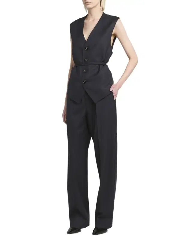Subtle Striped Straight-Leg Wool Trousers