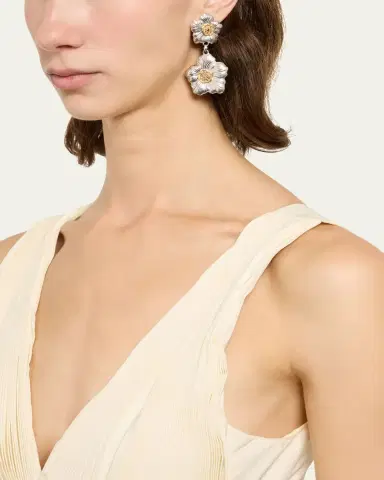 Buccellati Blossoms Gardenia Sterling Silver and 18K Yellow Gold Pendant Earrings, 8.5cm | Thumbnail 2 Buccellati Blossoms Gardenia Sterling Silver and 18K Yellow Gold Pendant Earrings, 8.5cm | Thumbnail 2