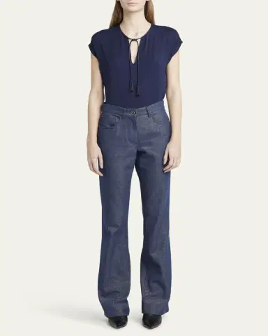 Giorgio Armani Bootleg Denim Jeans with Logo Embroidery | Thumbnail 5 Giorgio Armani Bootleg Denim Jeans with Logo Embroidery | Thumbnail 5