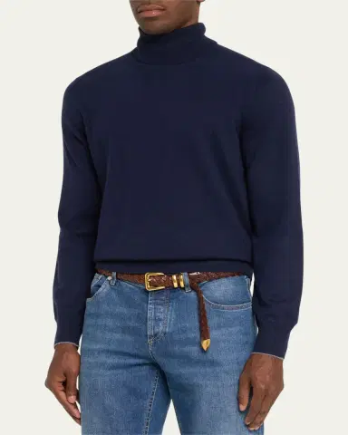 Brunello Cucinelli Men's Solid Cashmere Turtleneck | Thumbnail 4 Brunello Cucinelli Men's Solid Cashmere Turtleneck | Thumbnail 4