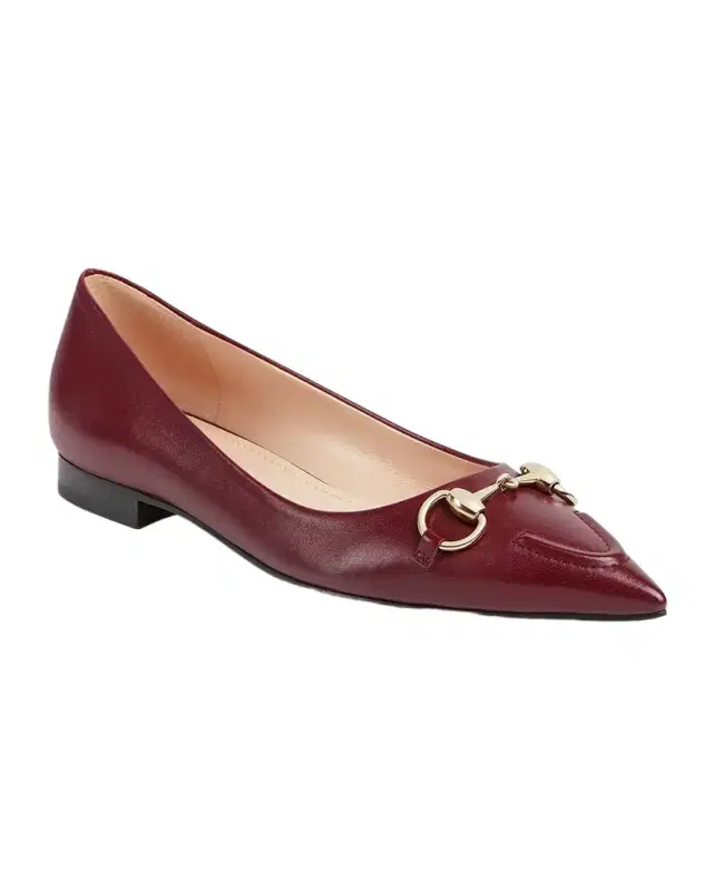Gucci Erin Leather Horsebit Ballerina Flats