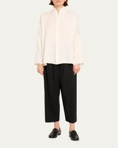 Eskandar Imperial Shirt with Chinese Collar (Mid Length) | Thumbnail 2 Eskandar Imperial Shirt with Chinese Collar (Mid Length) | Thumbnail 2