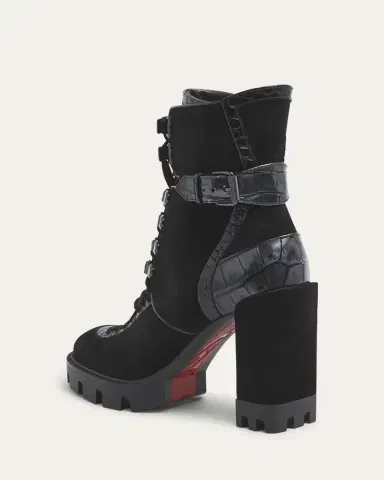 Christian Louboutin Macademia Croco Leather Red Sole Boots | Thumbnail 4