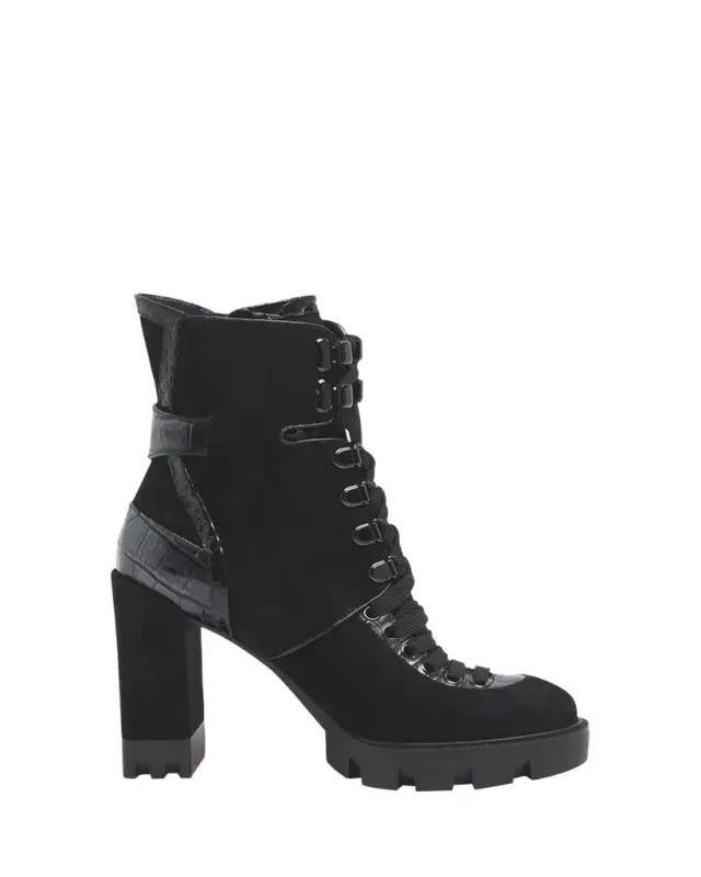 Christian Louboutin Macademia Croco Leather Red Sole Boots