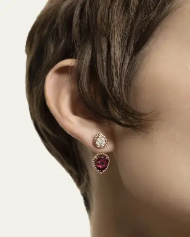 Boucheron 18K Pink Gold Serpent Boheme Rhodolite and Diamond Pave Earring, Single | Thumbnail 2