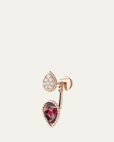 Boucheron 18K Pink Gold Serpent Boheme Rhodolite and Diamond Pave Earring, Single | Thumbnail 3