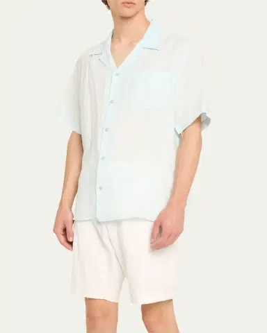 Vilebrequin Men's Linen Pocket Camp Shirt | Thumbnail 4