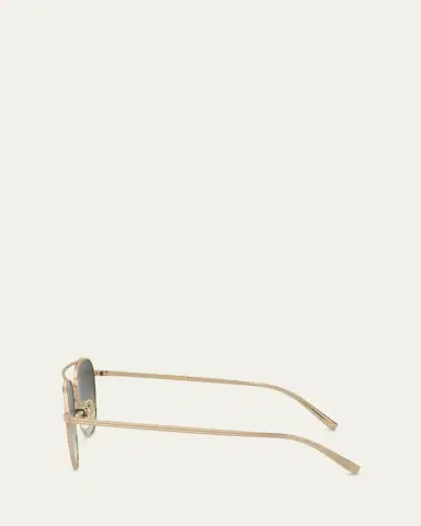 Oliver Peoples Men's Double-Bridge Metal Aviator Sunglasses | Thumbnail 3