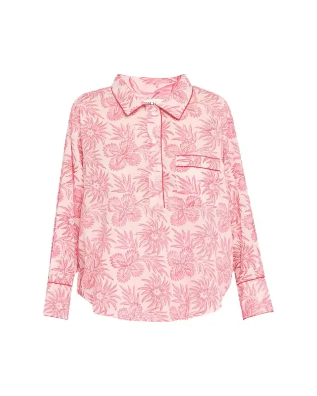 Botanical-Print Cotton Short Pajama Set