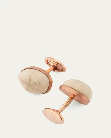 Jan Leslie Men's Sand Dollar Rose-Tone Cufflinks | Thumbnail 4