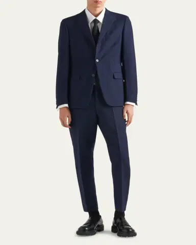 Prada Men's Poplin Stretch Smoking Shirt | Thumbnail 2