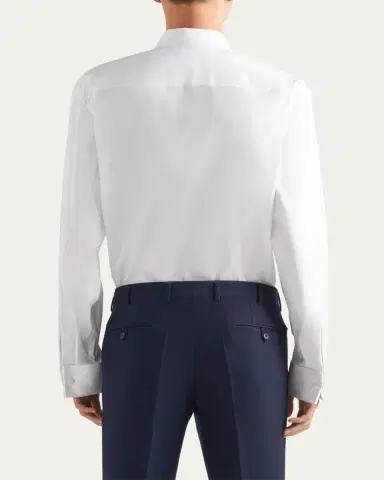 Prada Men's Poplin Stretch Smoking Shirt | Thumbnail 3