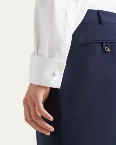 Prada Men's Poplin Stretch Smoking Shirt | Thumbnail 5