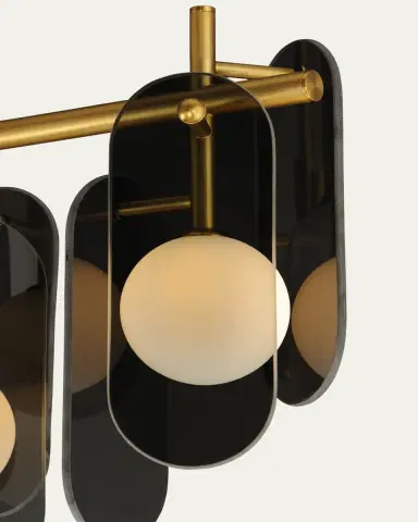 Studio M Megalith Glass Mirror Smoke 47" 5-Light Linear Chandelier | Thumbnail 2