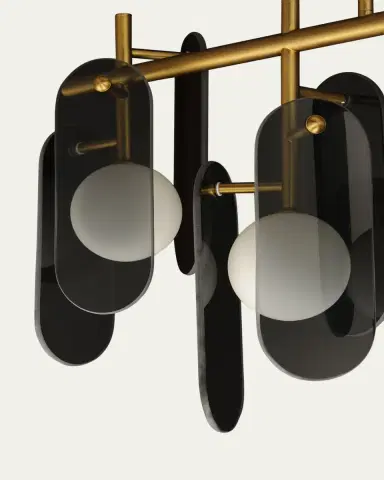 Studio M Megalith Glass Mirror Smoke 47" 5-Light Linear Chandelier | Thumbnail 3