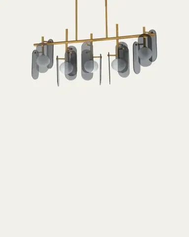 Studio M Megalith Glass Mirror Smoke 47" 5-Light Linear Chandelier | Thumbnail 4